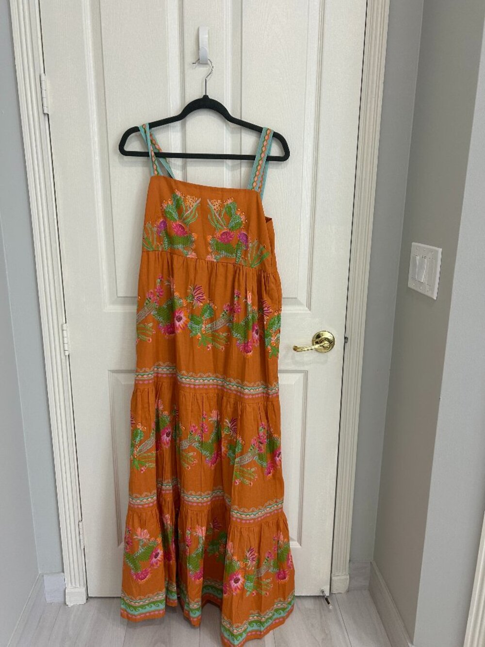 Banjanan Daniella Calypso Cacti Caramel Southwestern Print Maxi Dres L NWT